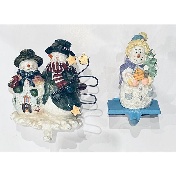 2 Christmas Stocking Hanger’s Snowman, Stocking Holders, Frosty Stocking Hangers - Picture 3 of 4